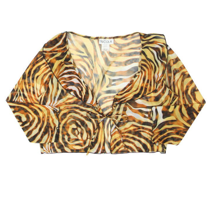 Y2K Mesh Front Tie Long Sleeve Top