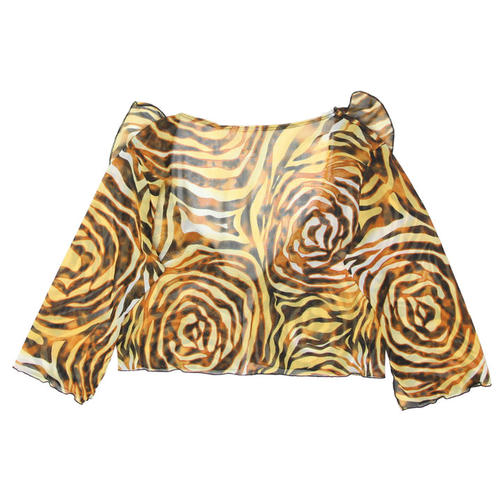 Y2K Mesh Front Tie Long Sleeve Top