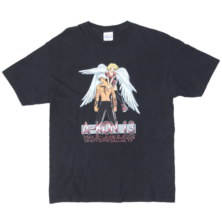 2002 Vintage A-Kon 13 Anime T-Shirt Black Hanes L
