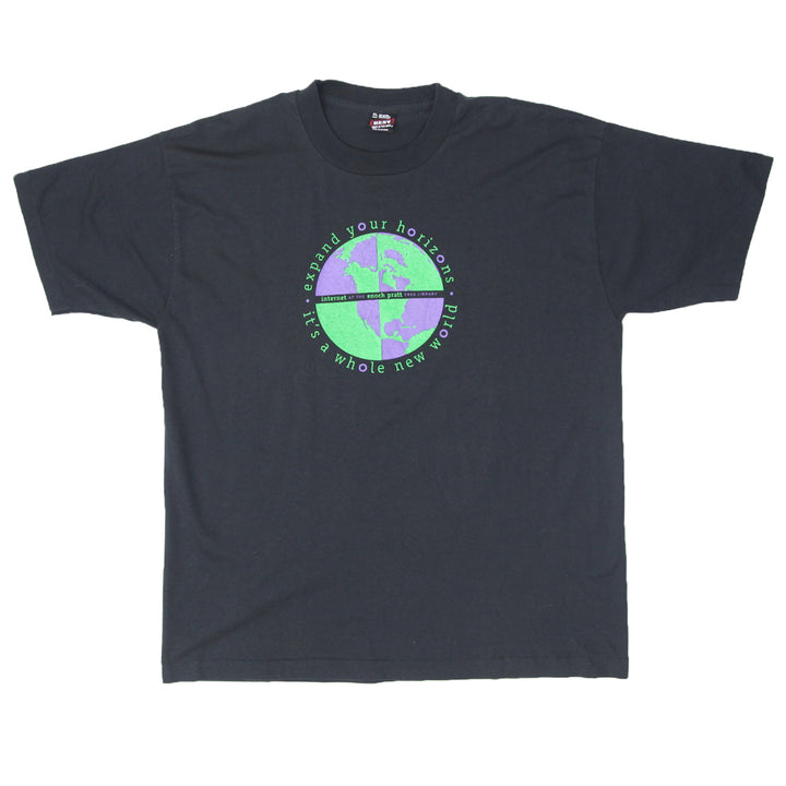 Vintage Fruit of the Loom 'Expand your Horizons' S.Stitch T-shirt Black XL - Migration_T-Shirts - B2G1, Category_Default Category/VINTAGE, Category_Default Category/VINTAGE/MEN
