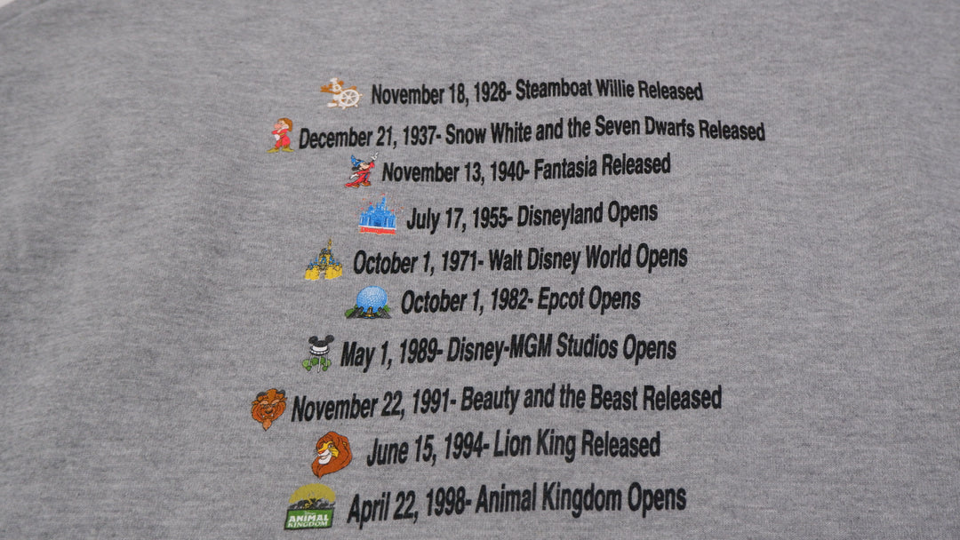 Vintage Disney 100 Years of Magic Graphic Gray Sweatshirt