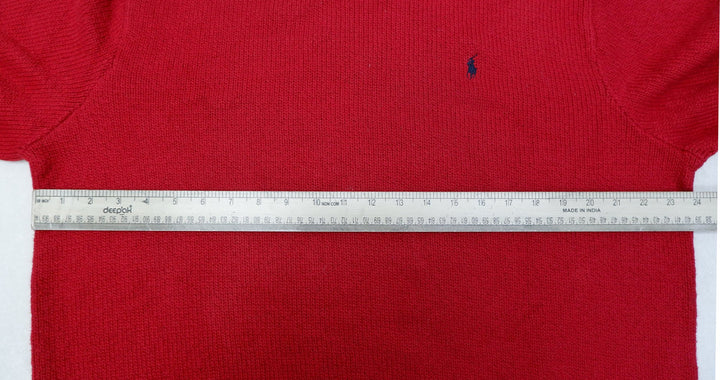 Mens Polo Ralph Lauren Knitted 100% Cotton Sweater Red Knit Classic Cotton