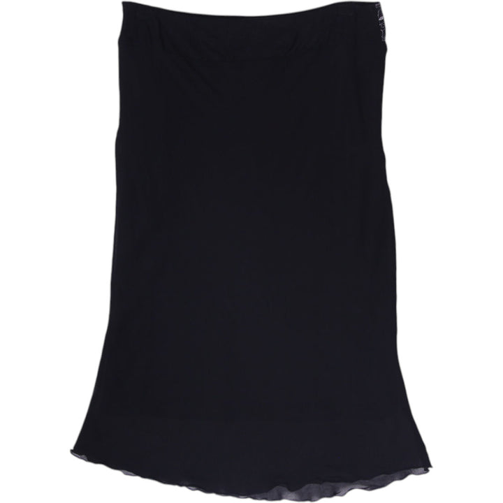 Y2K Ladies Monté by D.P. Altomonte Black Chiffon Midi Skirt with Beaded Waist