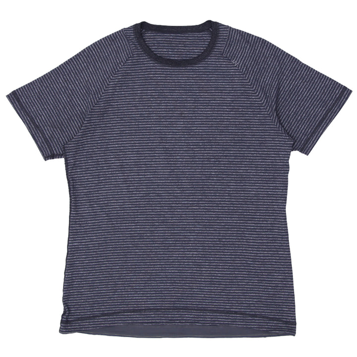 Mens Lululemon Gray Striped Short Sleeve T-Shirt - Fashion Rerun Vintage Migration_T-Shirt