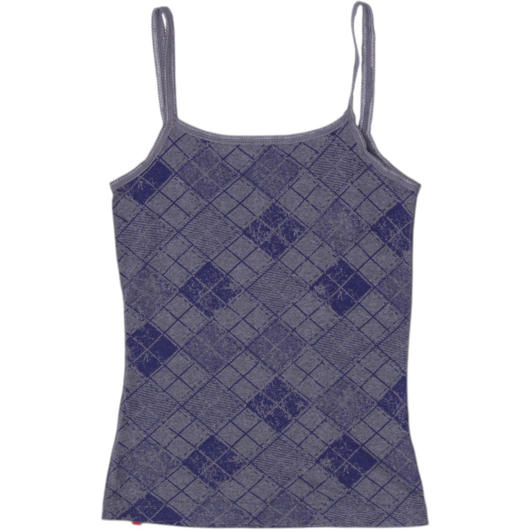 Y2K Womens Tank Top Gray Argyle Pattern Strappy