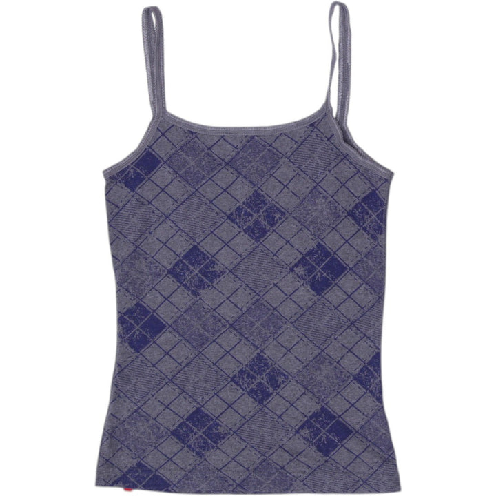 Y2K Womens Tank Top Gray Argyle Pattern Strappy