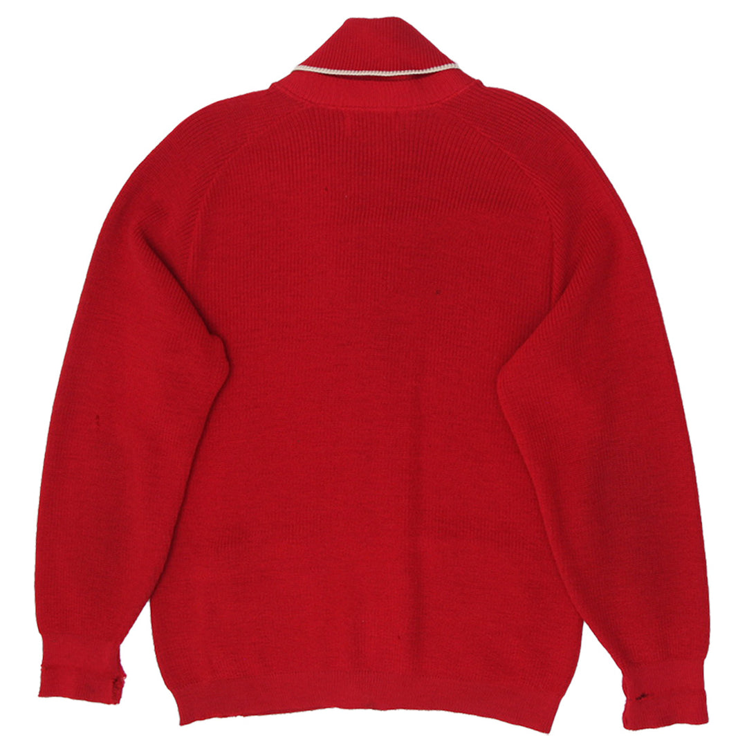White Ram Vintage Bonspieler Red Sweater Cardigan Made In Canada