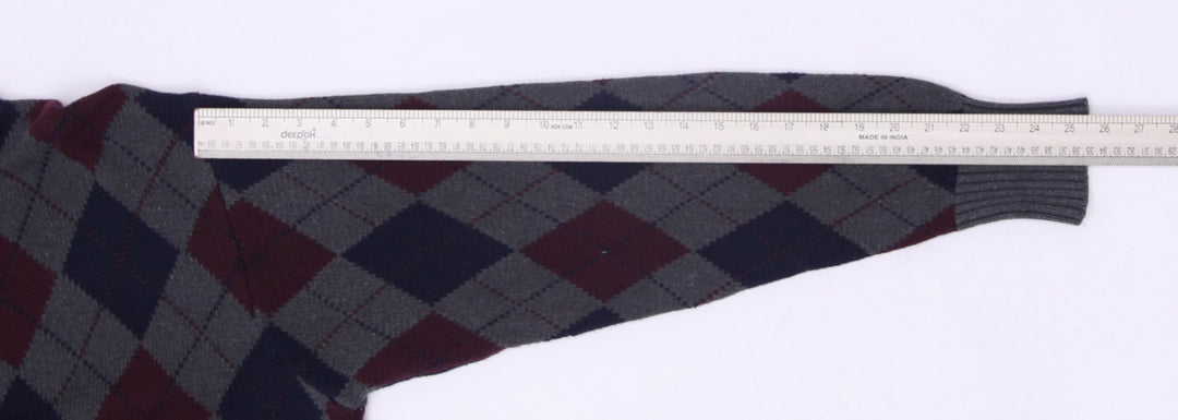 Vintage Mens Polo Ralph Lauren Sweater Argyle Gray Maroon Blue Knitwear Size M | Migration_Jumper & Knitwear | Fashion Rerun