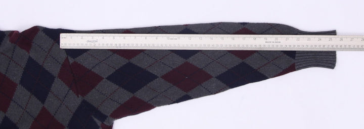Vintage Mens Polo Ralph Lauren Sweater Argyle Gray Maroon Blue Knitwear Size M | Migration_Jumper & Knitwear | Fashion Rerun