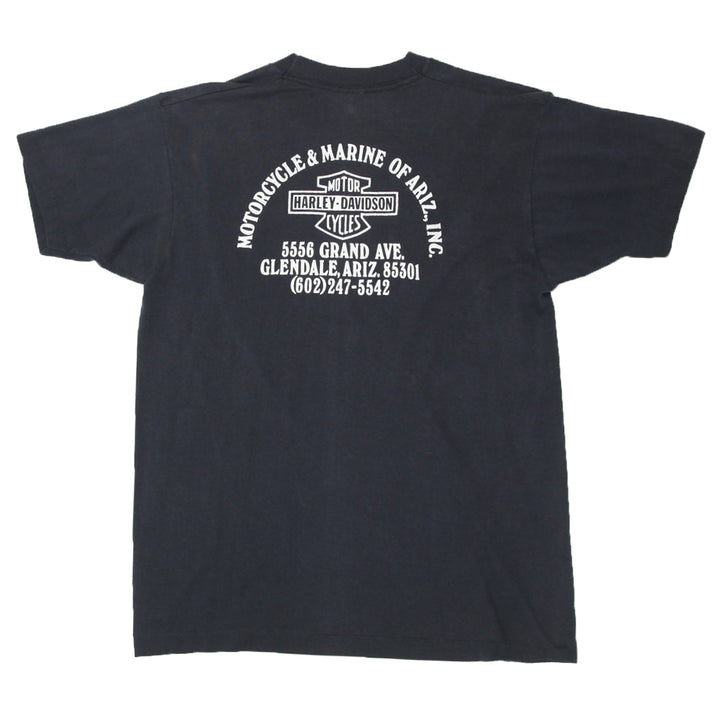 Vintage 3D Emblem Harley Davidson Motorcycle & Marine T-Shirt S.Stitch Made In USA XL