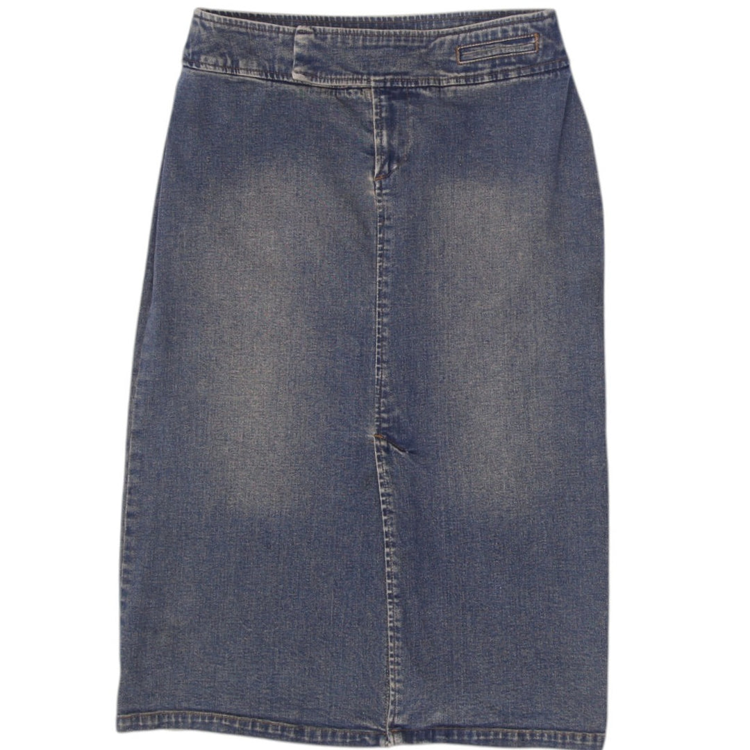 Y2K Ladies Distressed Vintage Style Denim Midi Skirt Size S | Migration_Skirts | Fashion Rerun