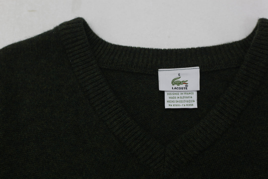Mens Lacoste V-Neck Pure New Wool Sweater
