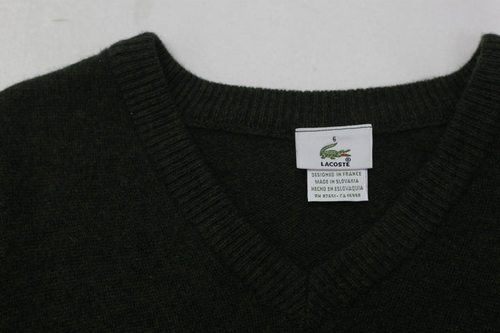 Mens Lacoste V-Neck Pure New Wool Sweater