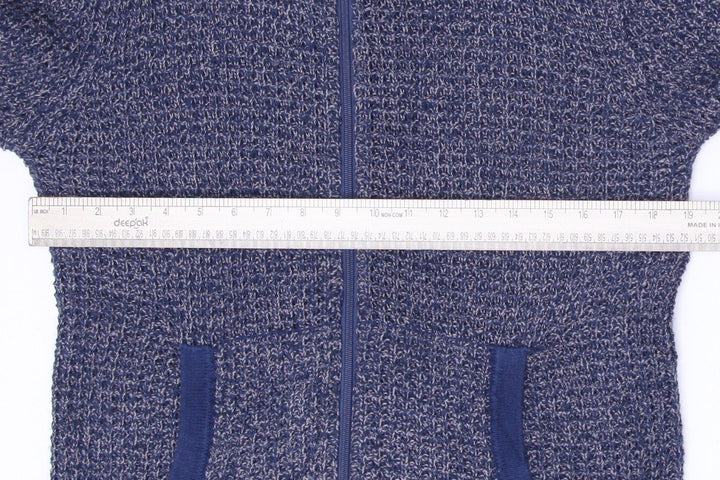 Mens Kangol Hoodie Blue Full Zip Knit Kangaroo Logo Comfy Size M