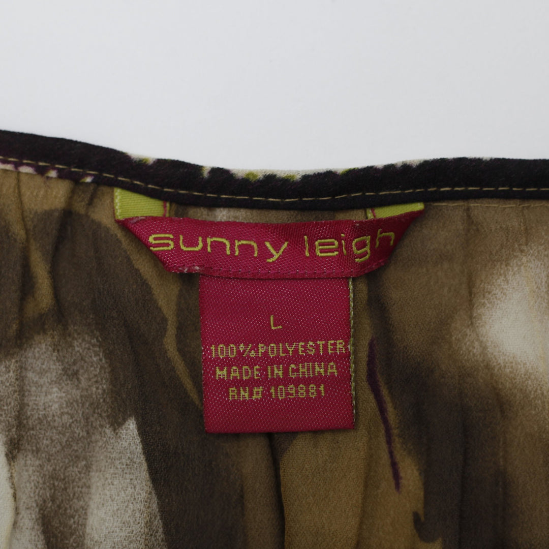 Y2K Ladies Sunny Leigh Ruffle Pattern Sleeveless Top Size L | Migration_Y2K Tops - Back View | Fashion Rerun