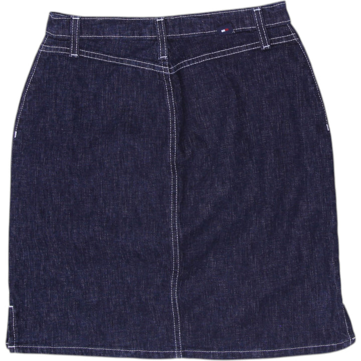 Y2K Ladies Tommy Hilfiger Denim Skirt Button Fly Indigo Contrast Stitch