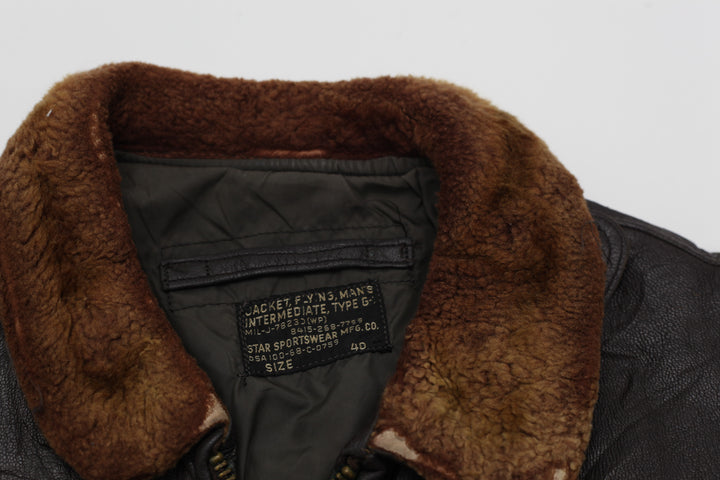 Vintage Star Sportswear Full Zip Flight Leather Jacket | Migration_Jacket UAENAT40 - Back View | Fashion Rerun
