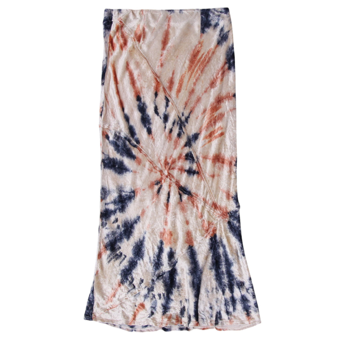Y2K Ladies Free People Serious Swagger Tie-Dye Velvet Skirt