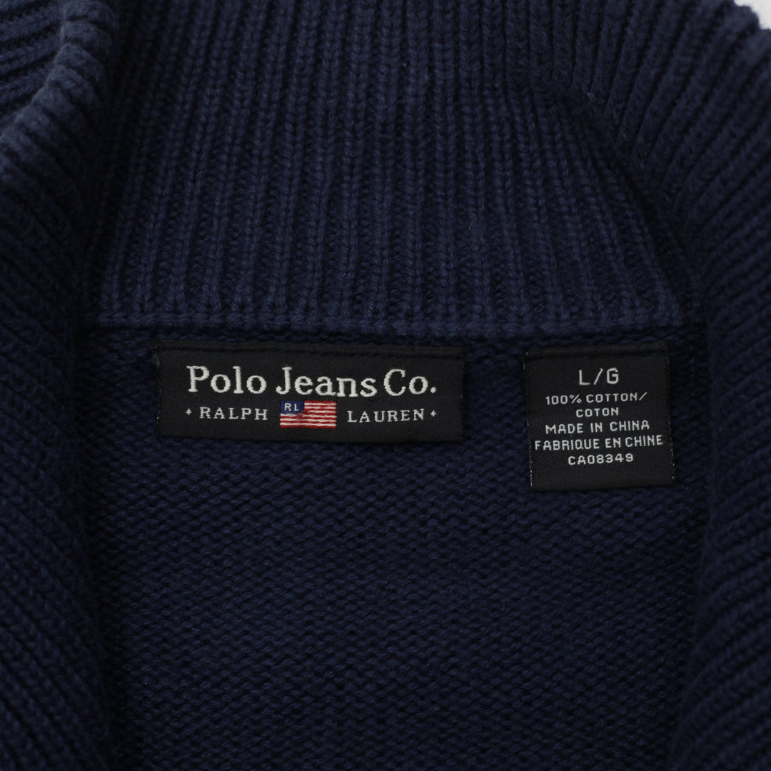 Vintage Ladies Polo Jeans Co. Navy Full Zip Cotton Jacket L | Migration_Jackets - Back View | Fashion Rerun
