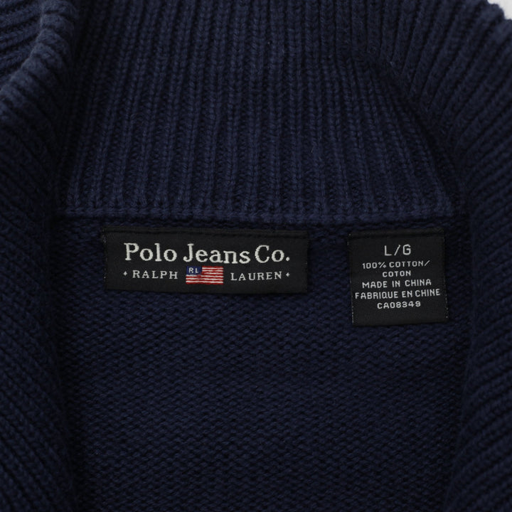 Vintage Ladies Polo Jeans Co. Navy Full Zip Cotton Jacket L | Migration_Jackets - Back View | Fashion Rerun