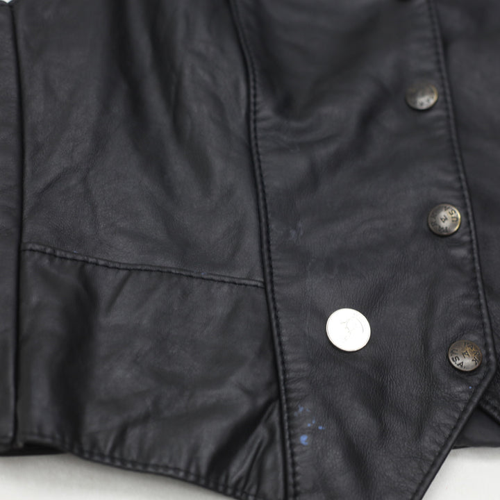 Vintage Park V Leather Vest, Made In USA Black - Fashion Rerun Vintage Migration_Jacket