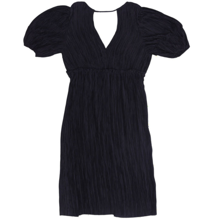 Y2K Ladies Anthropologie Crinkle Pleated V-Neck Puff Sleeve Midi Dress Size XS