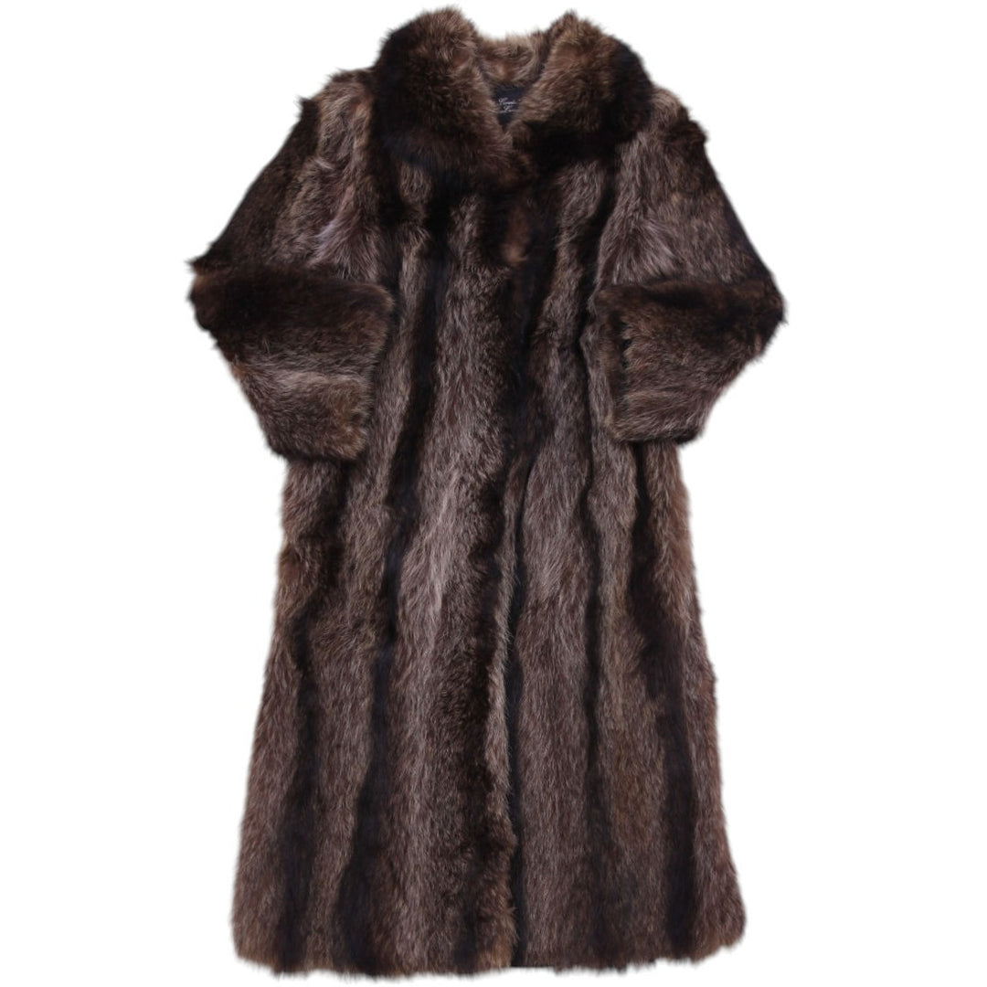 Authentic 1980s Mob Wife Aesthetic Long-Hair Genuine Raccoon Fur Coat