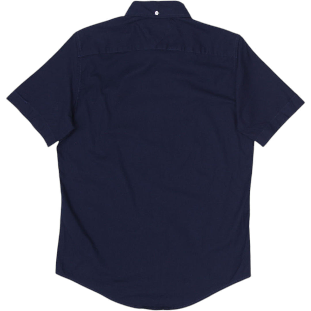 Mens Tommy Hilfiger Slim Fit Navy Shirt Embroidered Logo