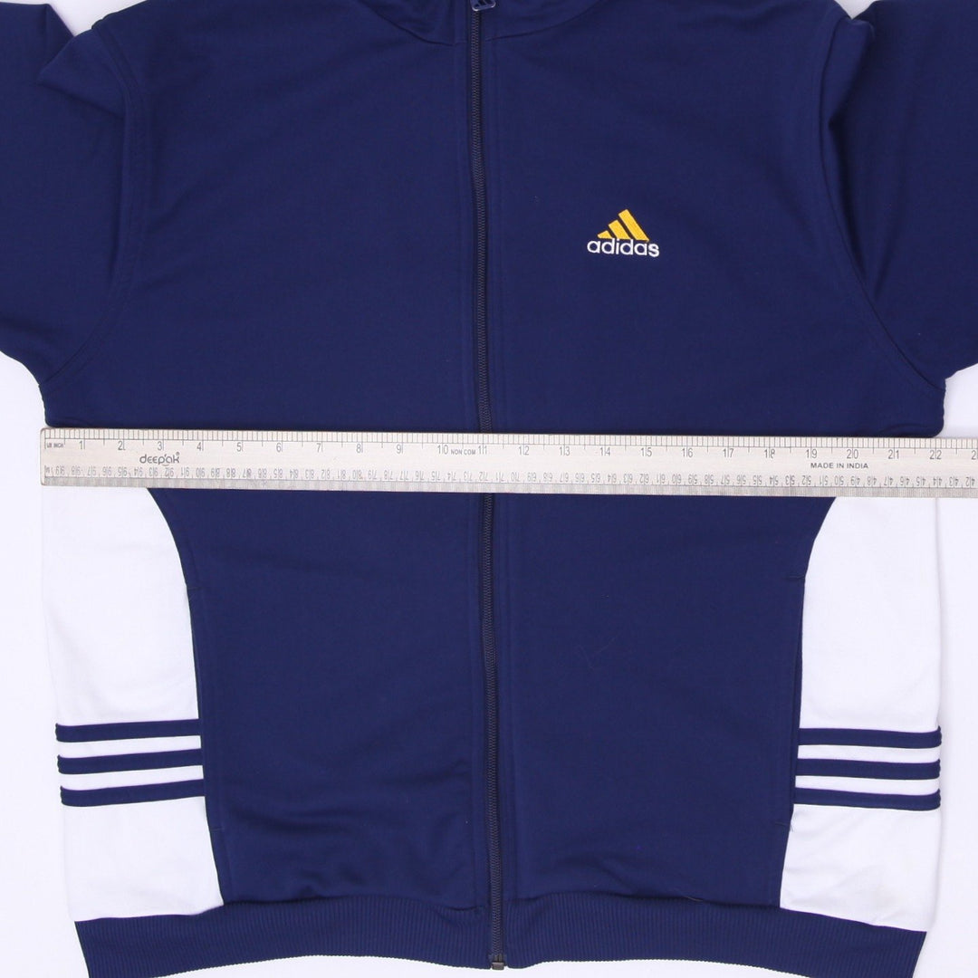 Vintage 90s Adidas Flag Tag Embroidered Gold Logo Navy Track Jacket XL