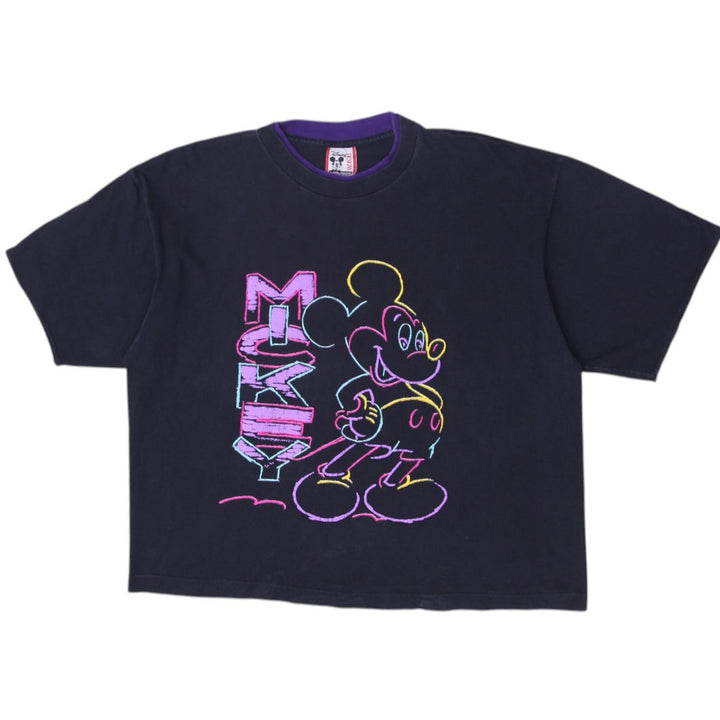 Vintage 90s Walt Disney Mickey Mouse Shadow Faded Neon T-Shirt Made in USA Sz XL | Migration_T-Shirts | Fashion Rerun