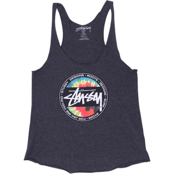 Ladies Stussy Racerback Tank Top Charcoal Sleeveless T-Shirt Size S