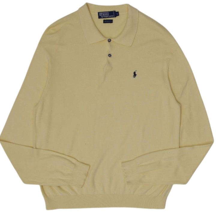 Vintage Mens Ralph Lauren Pima Cotton Embroidered Polo Sweater Size L
