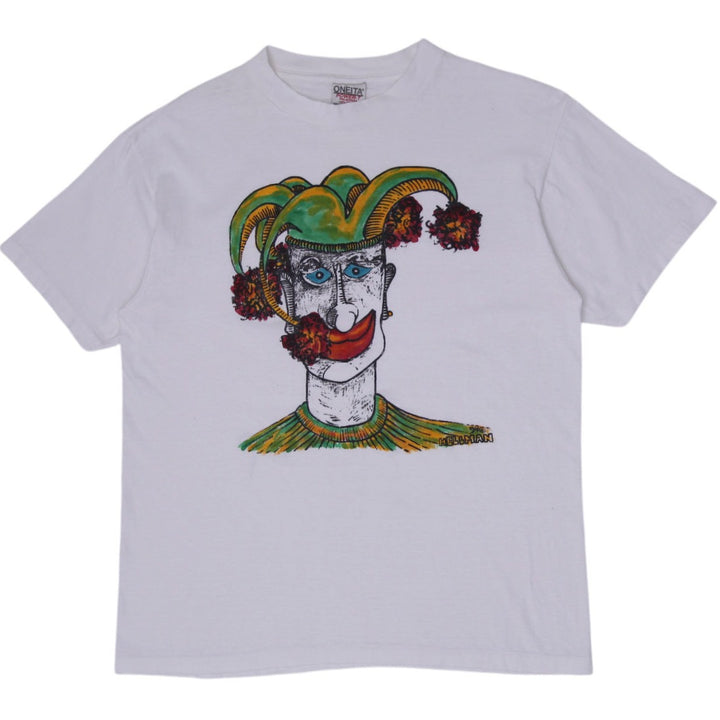 Vintage 90's Hellman "Jester" Graphic T-Shirt Size L Rare Oneita Power-T Single Stitch
