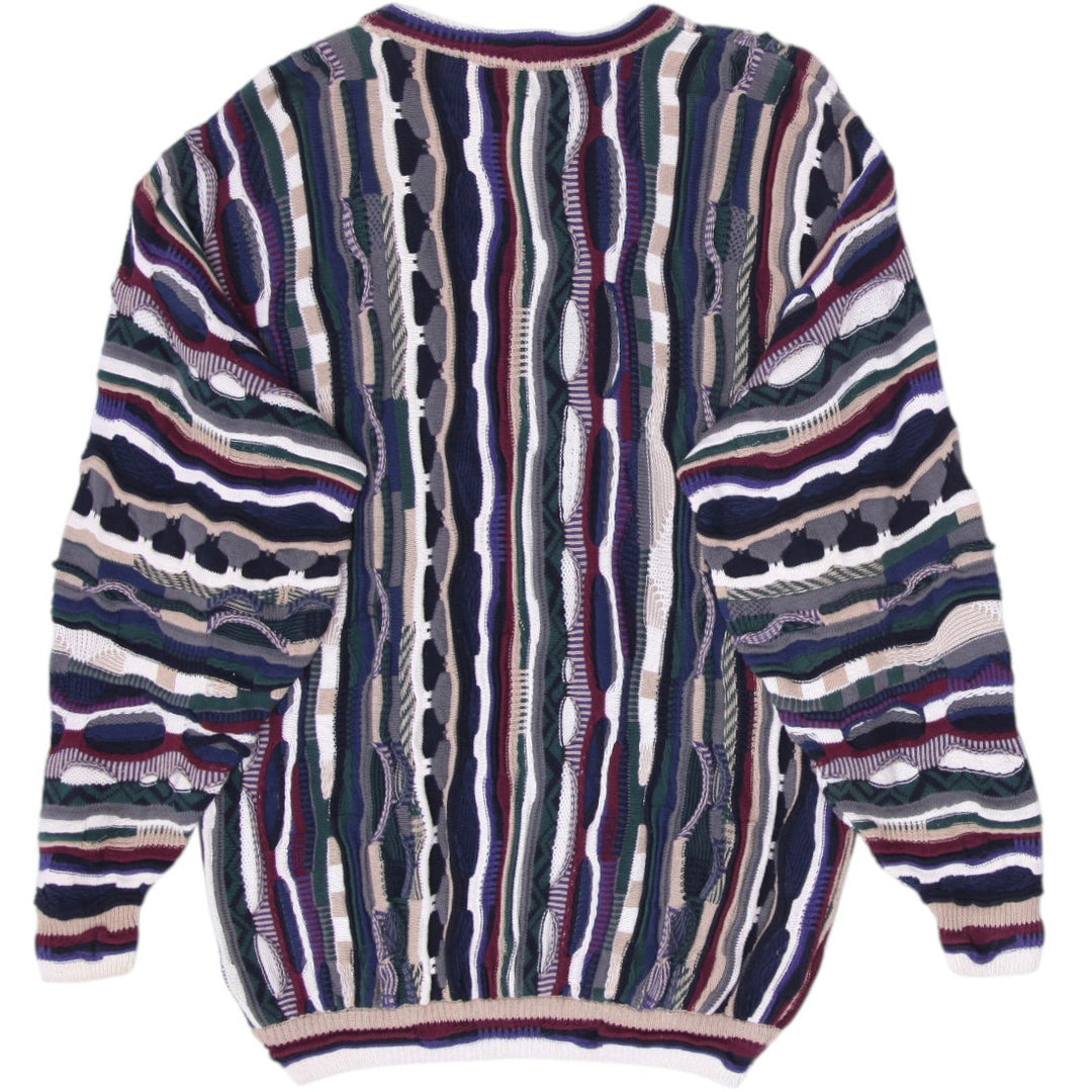 Vintage Mens Cotton Traders Striped Knitwear Sweater Size L