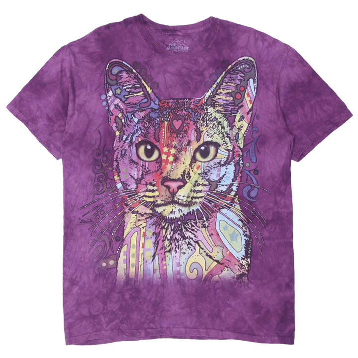 Mens The Mountain Med Purple Tie Dye Kitty Cat Print T-Shirt