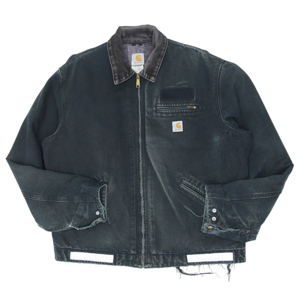 ジャケット・アウター CARHARTT j01BLK Carhartt J01 BLK Detroit Black Duck Cotton Blanket Lined Jacket 48