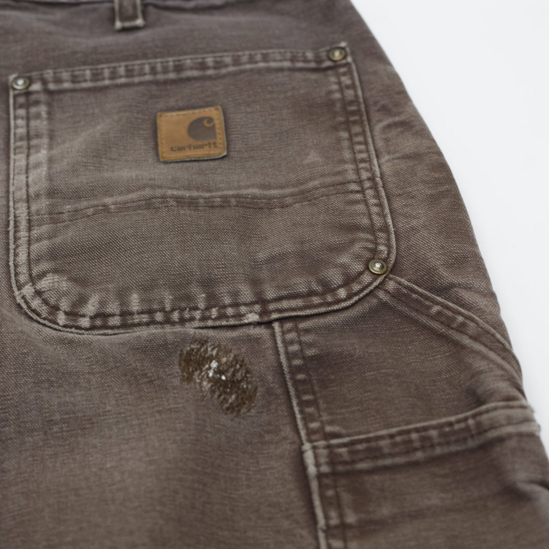 Mens Carhartt B136 DKB Double Knee Pants 36x34 Brown Thrashed Distressed