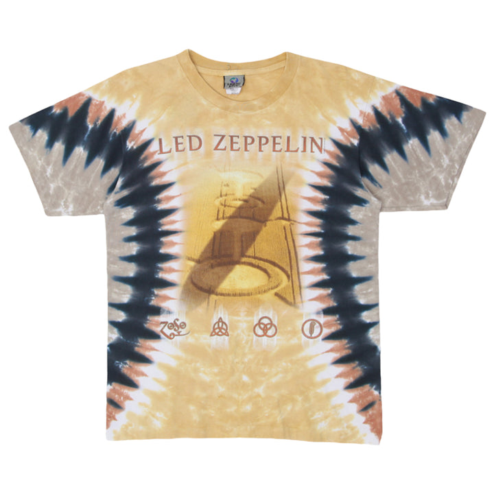 2003 Vintage Led Zeppelin Tie Dye T-Shirt Single Stitch Made in USA Liquid Blue M - Fashion Rerun Vintage Migration_T-Shirt