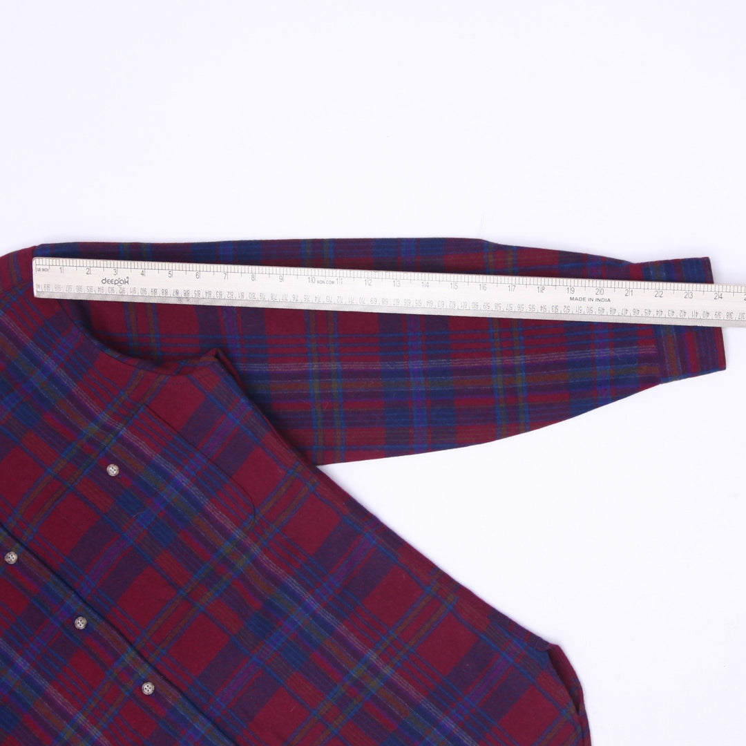 Vintage 70s Pendleton Virgin Wool Plaid Elbow Patch Shirt Medium USA