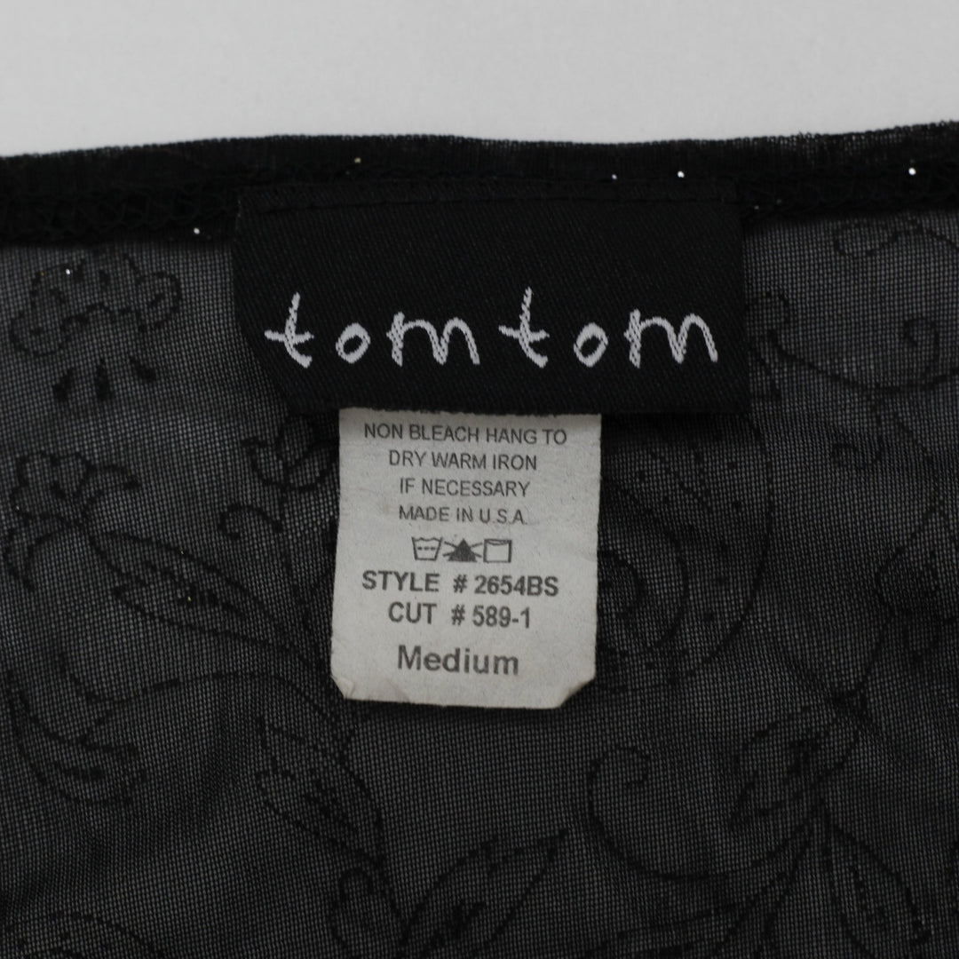 Y2K Ladies Tomtom Black Glitter Mesh Pointed Bell Sleeve Top