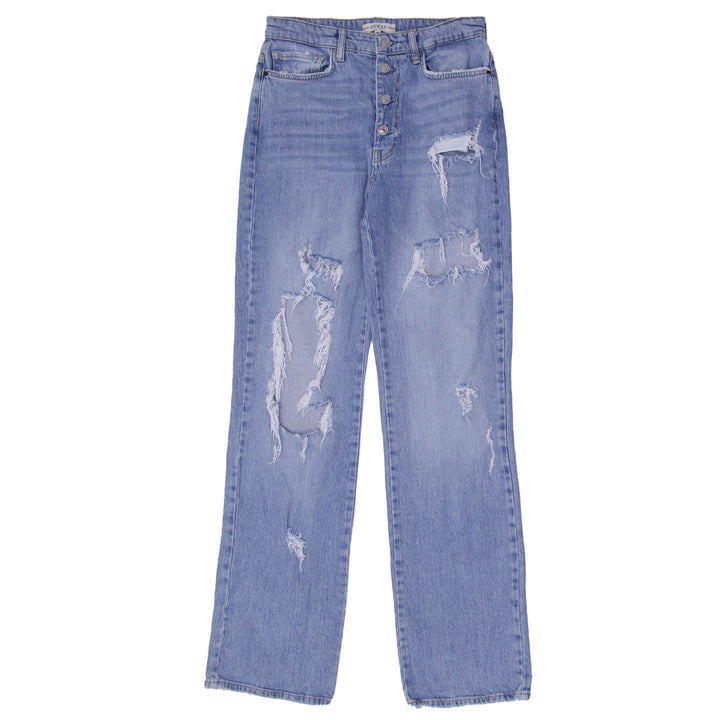 Ladies Guess High Waist Button Fly Ripped Jeans