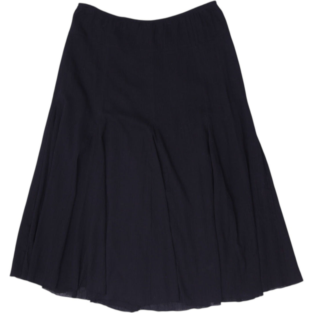 Y2K Ladies Ruby Rd Petite Black Cotton Skirt 12P Midi Lined Elastic Waist