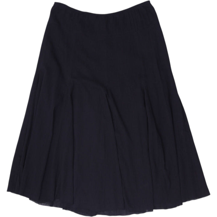 Y2K Ladies Ruby Rd Petite Black Cotton Skirt 12P Midi Lined Elastic Waist