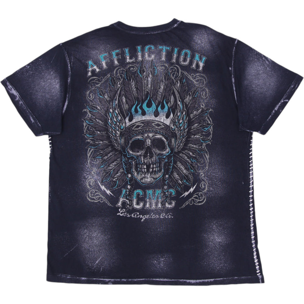 Y2K Mens Affliction Skull Wings Graphic T-Shirt Size 3XL | Migration_T-Shirts - Side View | Fashion Rerun