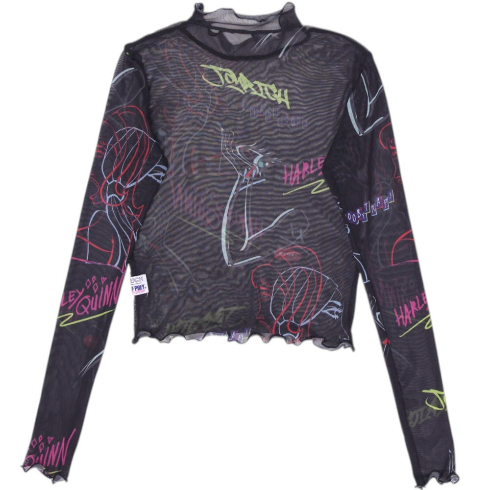 Y2K Birds of Prey Harley Quinn Mesh Top Size XS | Migration_Y2K Tops - Side View | Fashion Rerun