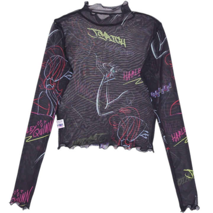Y2K Birds of Prey Harley Quinn Mesh Top Size XS | Migration_Y2K Tops - Side View | Fashion Rerun