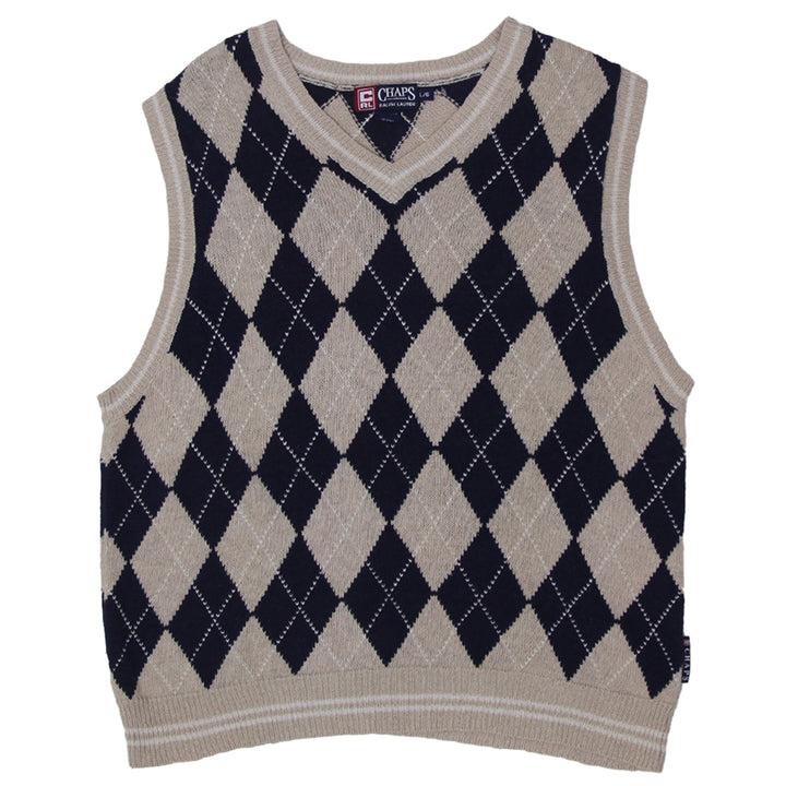 Vintage Chaps Ralph Lauren Argyle Linen Blend Sweater Vest Size L - Fashion Rerun Vintage Migration_Sweaters