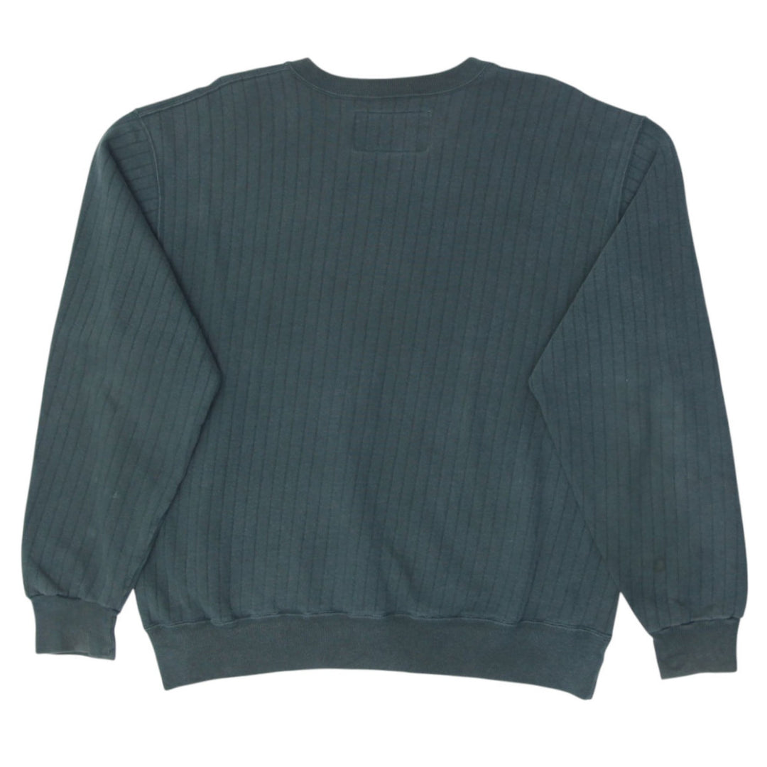 Vintage Embroidered Champion Logo Ribbed Fleece Green Sweatshirt