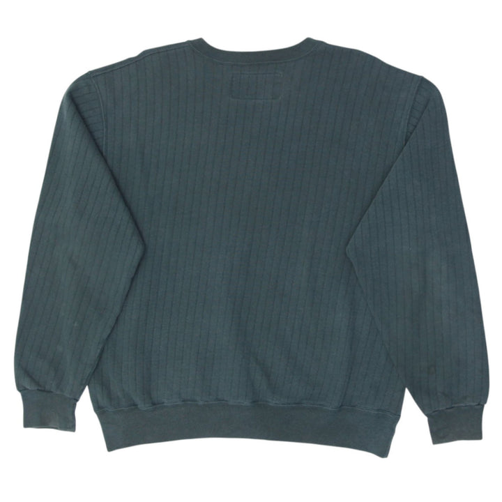 Vintage Embroidered Champion Logo Ribbed Fleece Green Sweatshirt