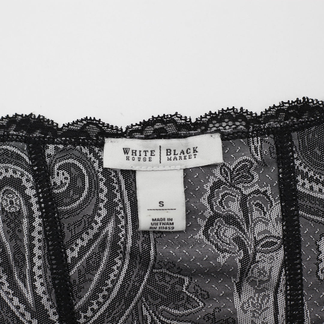 Y2K Ladies White House Black Market Paisley Lace Tank Top Size S | Migration_Y2K Tops - Back View | Fashion Rerun